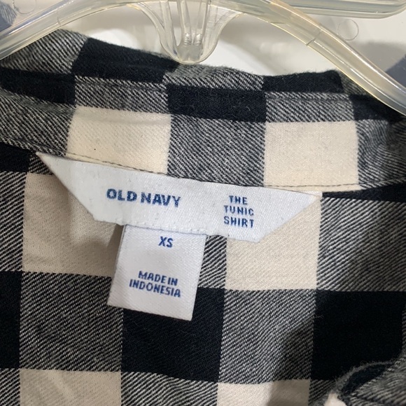 Old Navy The Tunic Shirt Long Sleeve Button Down check plaid XS black - Picture 5 of 5